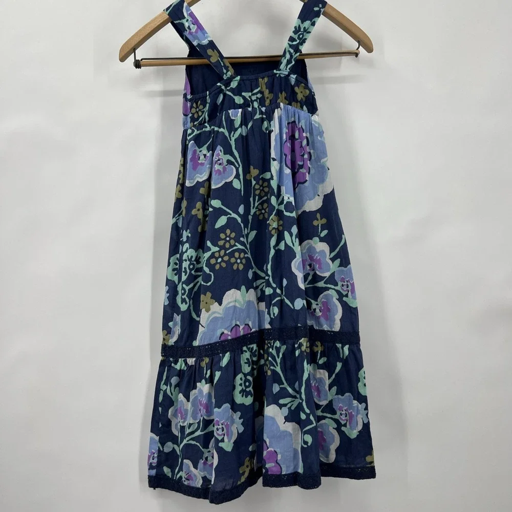 Old Navy Girl's‎ Baby Doll Floral Print Maxi Ruffle Lace Bottom Dress Size S 6/7